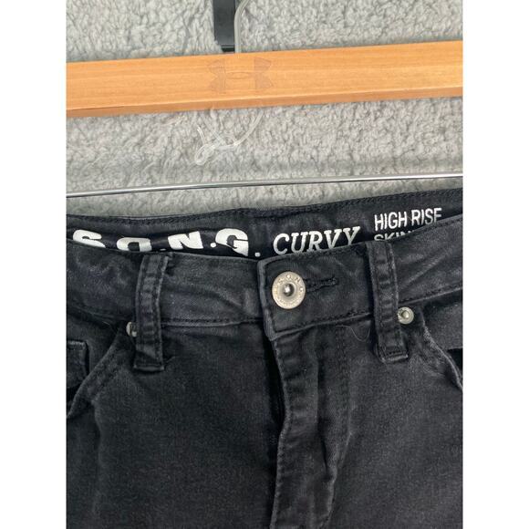 Women's Curvy High Rise Skinny Ankle Jeans Black Distressed Size 1 - Picture 8 of 9